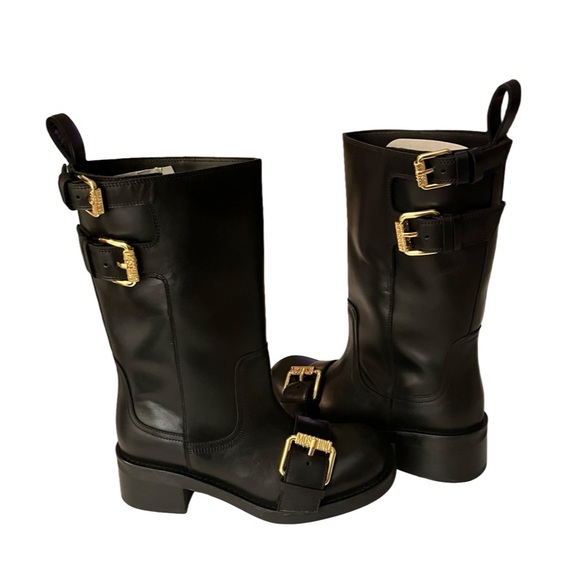 Moschino Shoes - Moschino Women’s Buckled Square Toe Boots Size 6